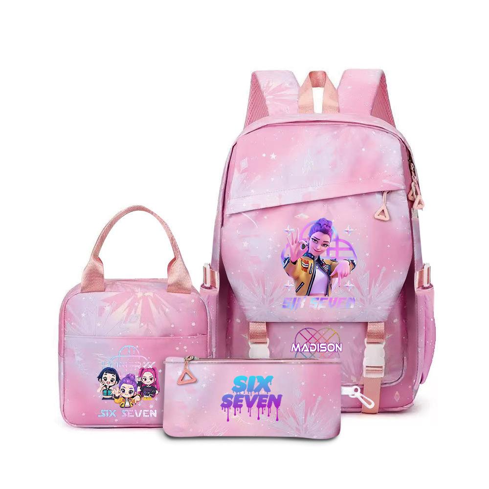 67 Impression Numérique de Dessins Animés Sac à Dos d'École Primaire et Secondaire Sac à Lunch Sac à Dos de Voyage Trois Pièces Three piece set