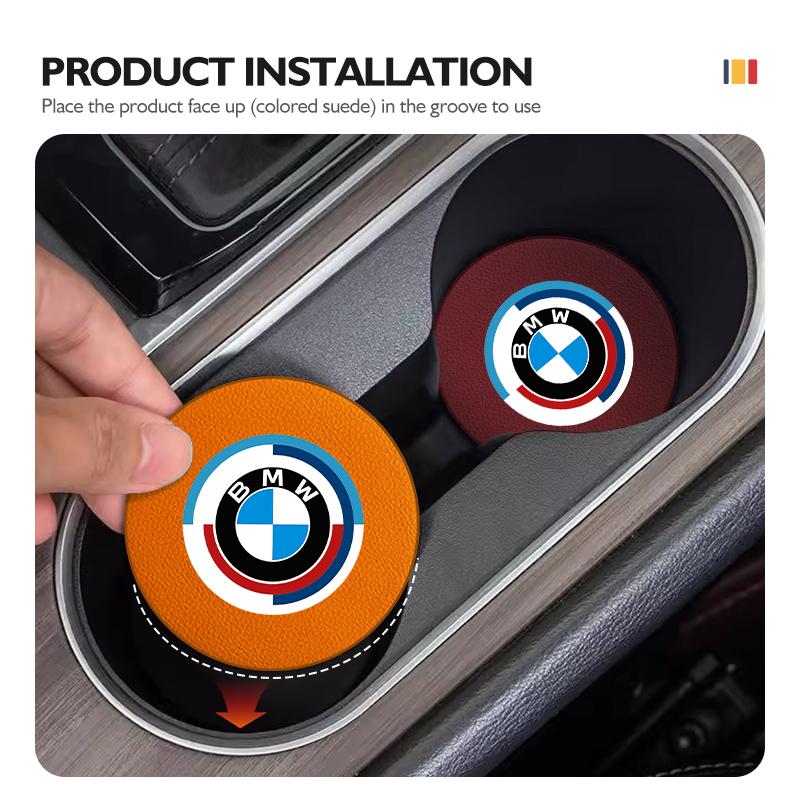Suede Car Coaster Anti-slip Water Cup Heat Insulation Mat Decor For BMW M3 M5 E36 E39 E46 E60 E61 E64 E70 E71 E80 E85 E87 E90