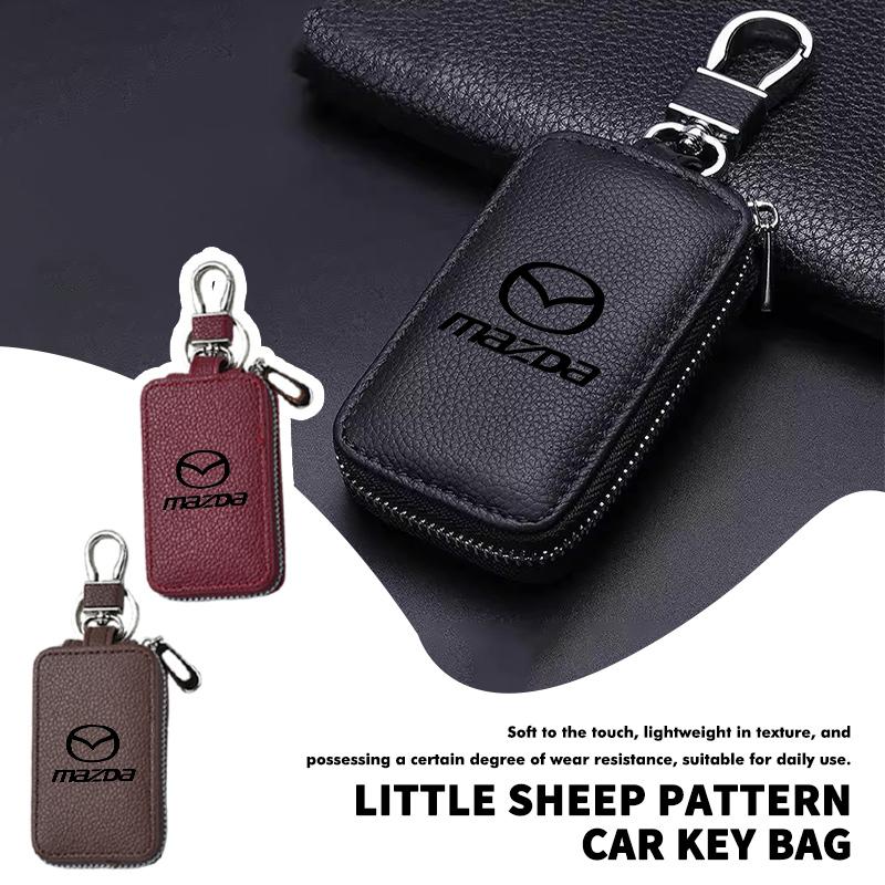 Car Key Storage Bag Leather Zipper Key Organization Cover For Mazda 2 3 5 6 Axela Atenza Speed 6 CX3 CX4 CX5 CX7 CX8 CX9 MS