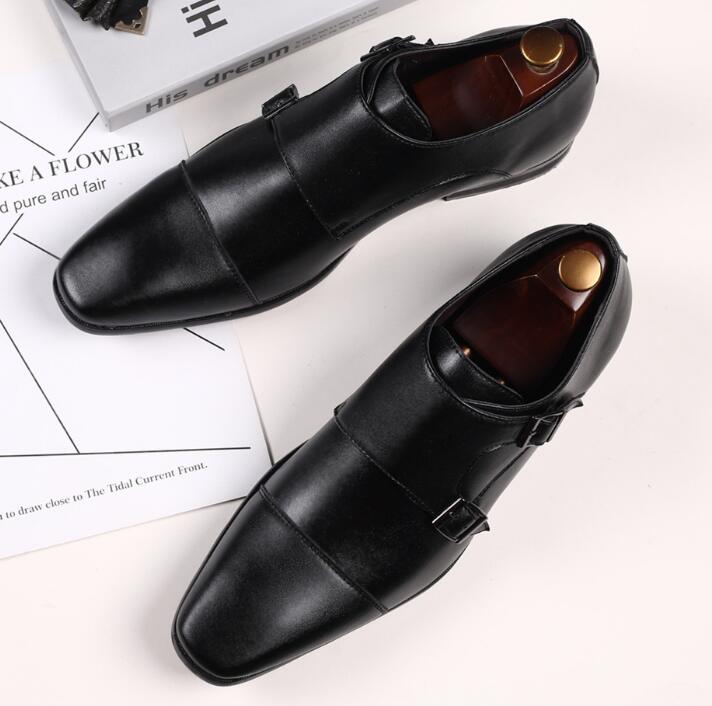 

Деловая кожаная обувь мужская с квадратным носком, модельная обувь, повседневная обувь с пряжкой, кожаная модельная обувь M594 48