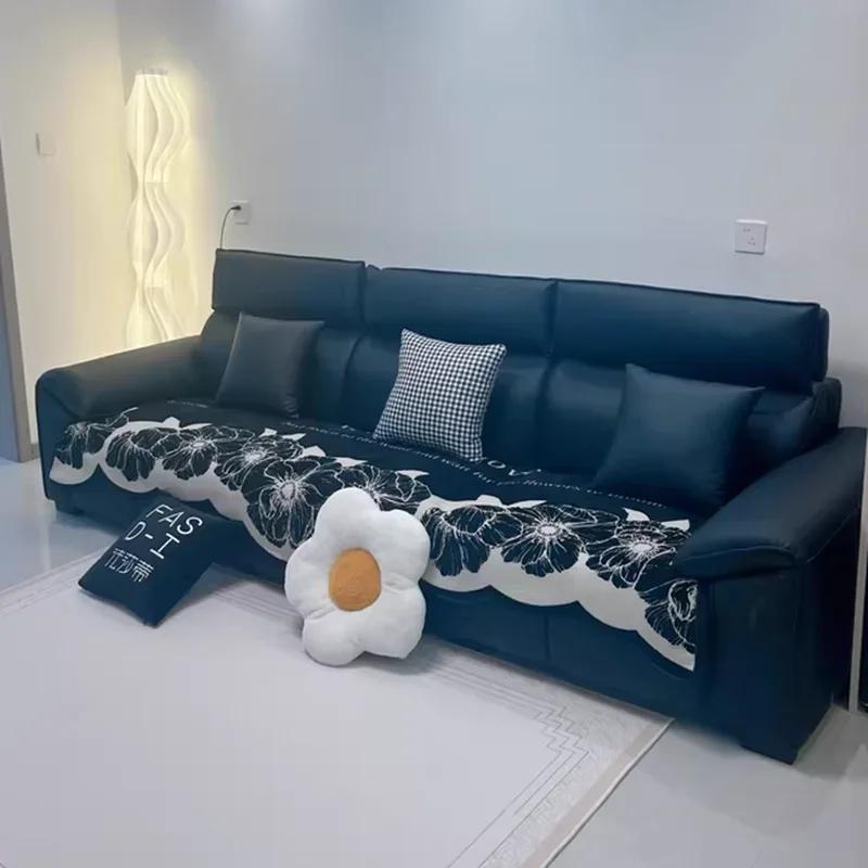 1PC Chenille Sofa Cover for Living Room Black Flower Shaped Sofa Towel Nordic Non Slip Couch Covers L Shaped Sofa Mat Seat Pad