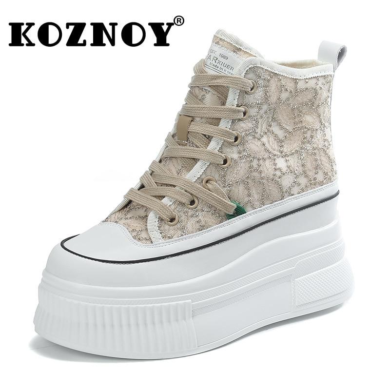 

Fujin/7 см, новые сетчатые кружевные ботильоны на танкетке для отдыха, вулканизированные ботильоны до середины икры, полые дышащие летние женские модные туфли