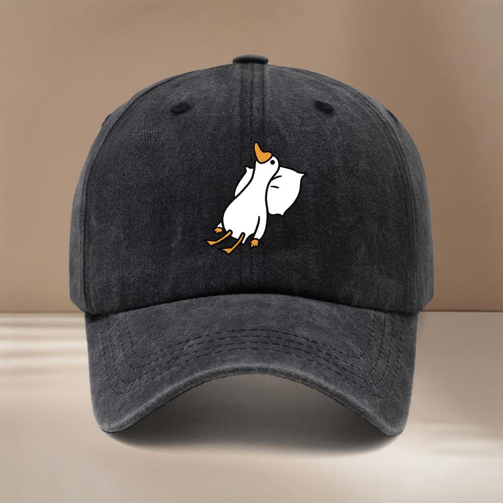 Trendy and Comfortable Adjustable Peaked Trucker Hat with Printed Flat Duck Pattern Baseball Cap