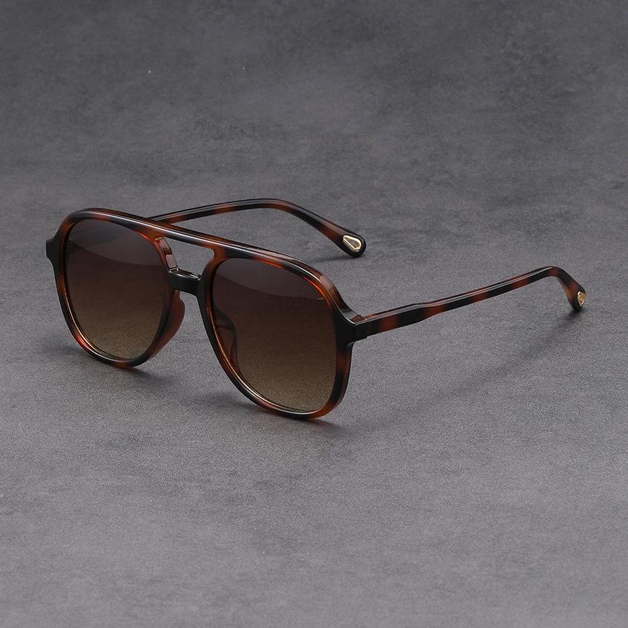 Bai Fen Bai Electronic 3C Women's Green Double Bridge Vintage Square Sunglasses Retro Classic Square Uv Protection Driving Eyewear Brand Big Shades Eyewear