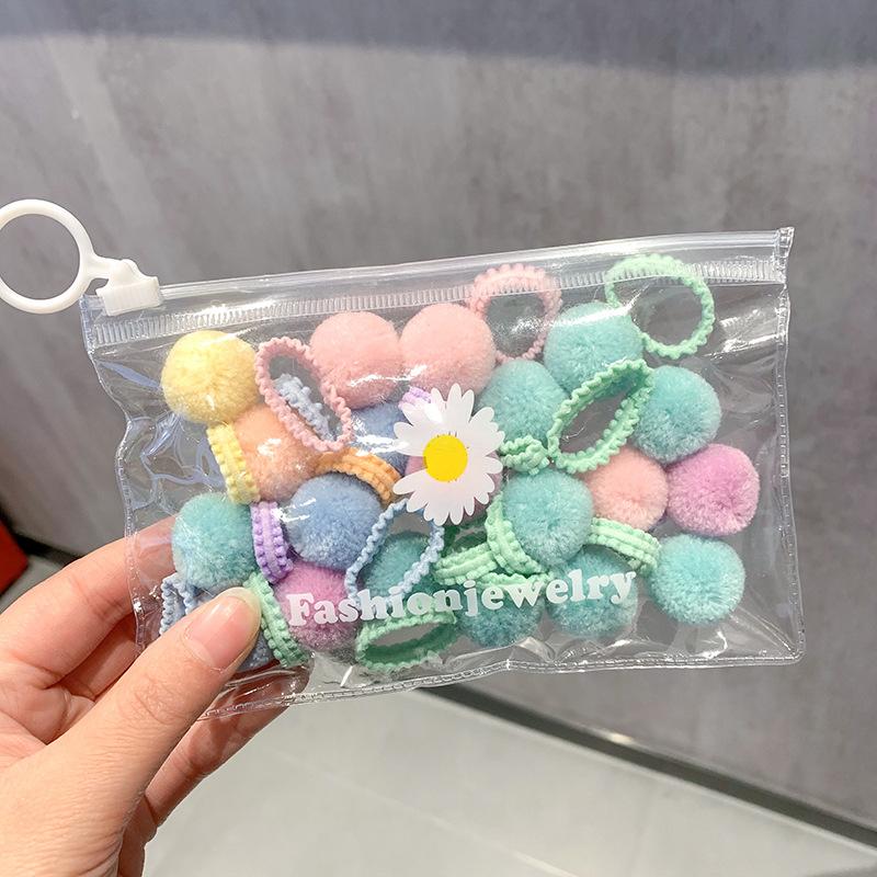 20Pcs Colorful Soft Plush Ball Hair Bands for Girls Kids Elastic Hair Ponytail Ropes Rubber Bands Headwear Hair Accessories Gift