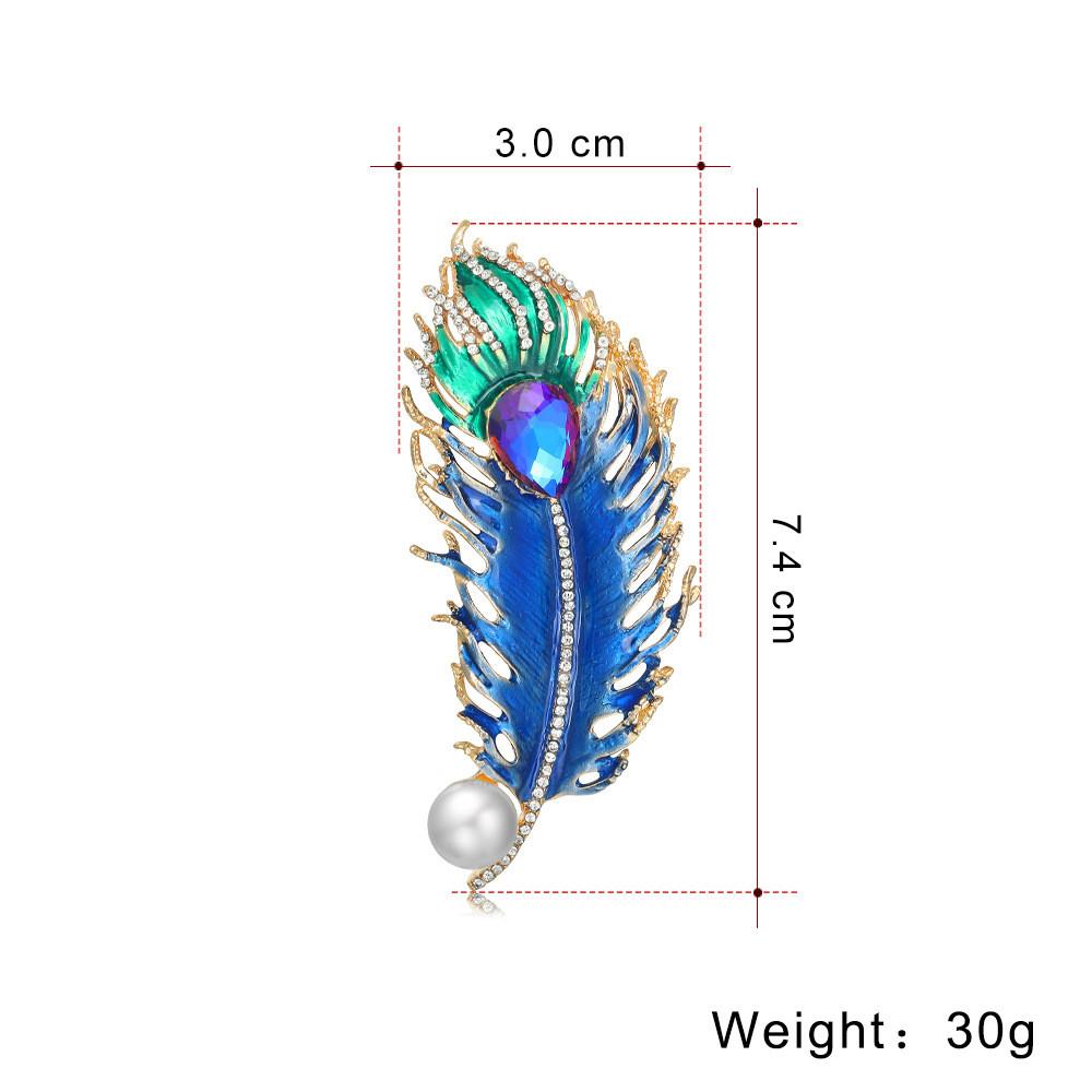 Broche de Pluma de Pavo Real con Diseño Geométrico Sumergido en Aceite de Resina Para Accesorios de Moda