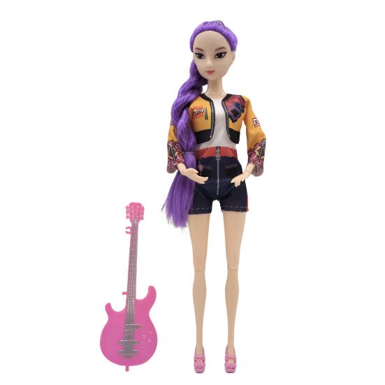 3Pcs Kpop Hunter Girl Doll with Guitar Accessories Animated Movie Character Collectible Toy Movable Joints Girl Action Figure Decoration Ornament