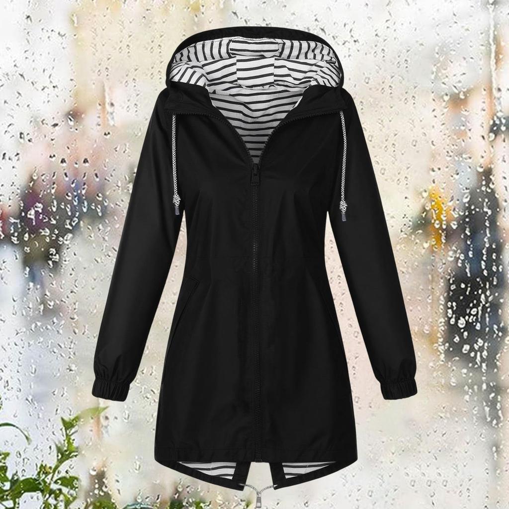 Damen Kapuzen Outdoor Sport Wanderanzug Winddichte Jacke Wasserdichte Jacke