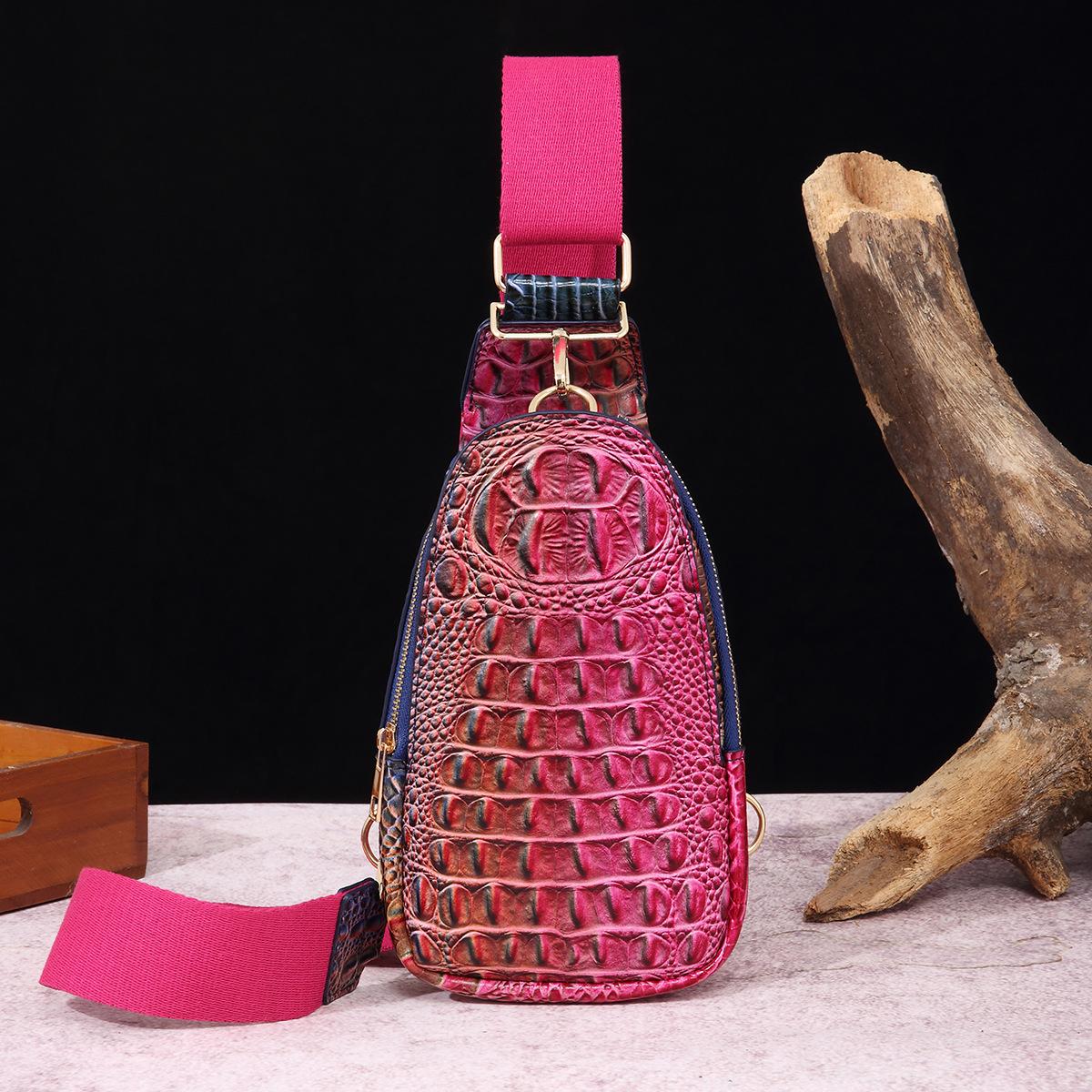 Ретро-модная женская нагрудная сумка с широким плечевым ремнем поясная сумка сумка через плечо с узором крокодила 2895₽