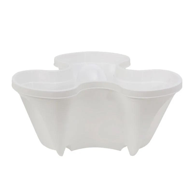 

Украшение в виде горшка с тремя лепестками 1 шт. Пластиковый штабелируемый вертикальный цветочный горшок для растений, держатель для рассады клубники, овощные кашпо для сада белый