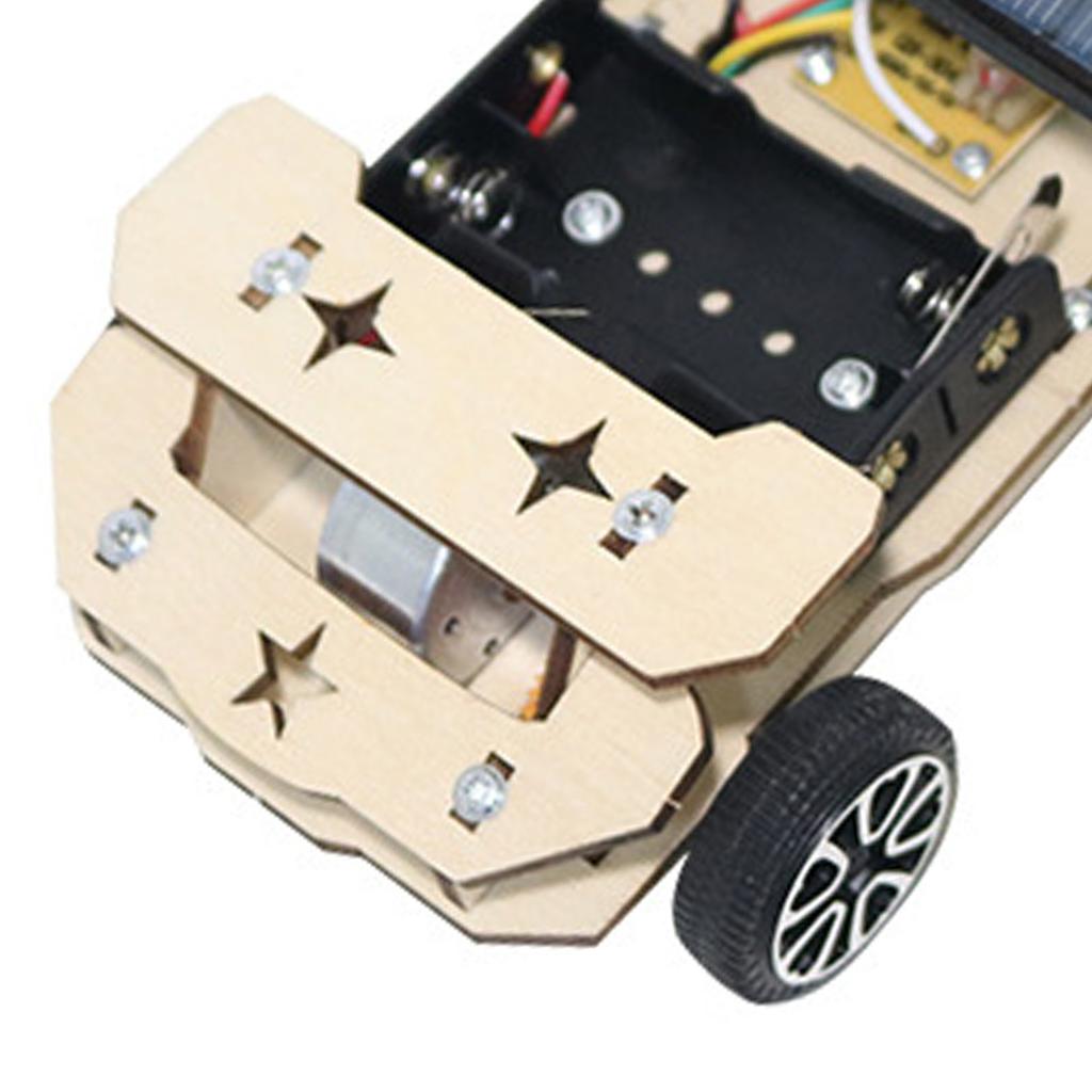 Solar Wireless Remote Control Car Model DIY Wooden Kid Electric Motor Building Project for