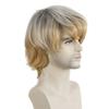 European and American Style Men's Fashion Front Lace Heat Resistant Daily Use Natural Looking Synthetic Fiber Light Golden Short Straight Wig