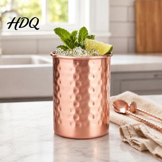 Eco-friendly Reusable Cup Hammered Stainless Steel Cup with Stable Base Durable Drinking