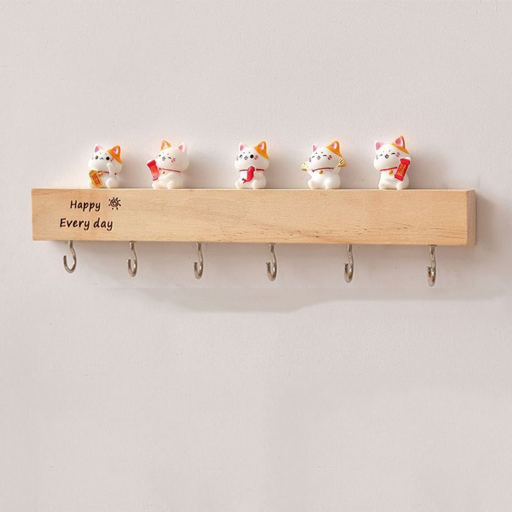 Creative Wooden Key Rack with Cute ornament Clothes Coat Hooks Bedroom Accessories