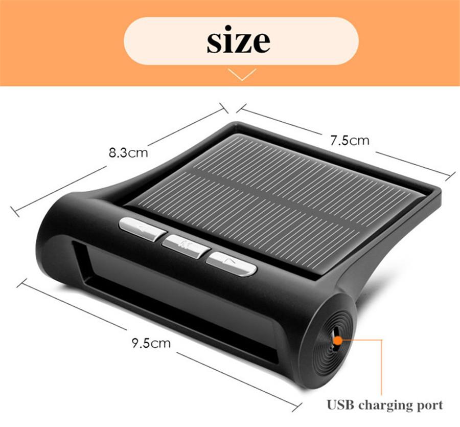 1x Car Tire Pressure Monitoring System Solar Power Charging Wireless LCD Display