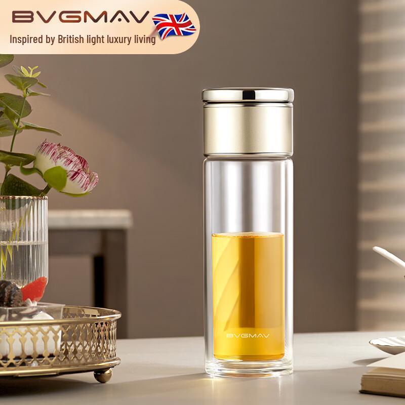 Baoweima 380ml Double Wall Tea Infuser Glass Cup