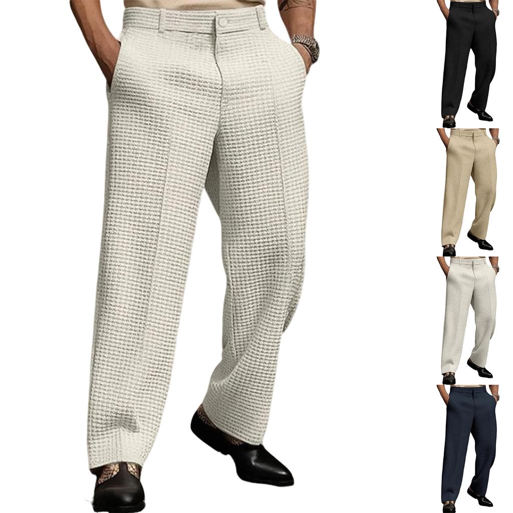 Mens Dress Pants Relaxed Fit Suit Trousers Casual Lightweight Wide Leg Pleat Front Business Work Clothes