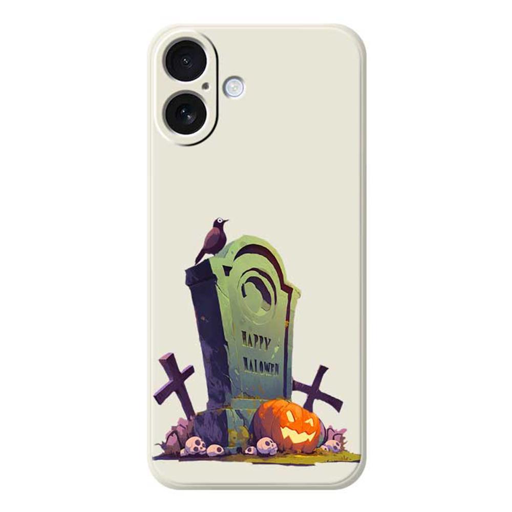 For iPhone 17 Case Halloween Tombstone Pattern Printing Straight Edge TPU Phone Back Cover A