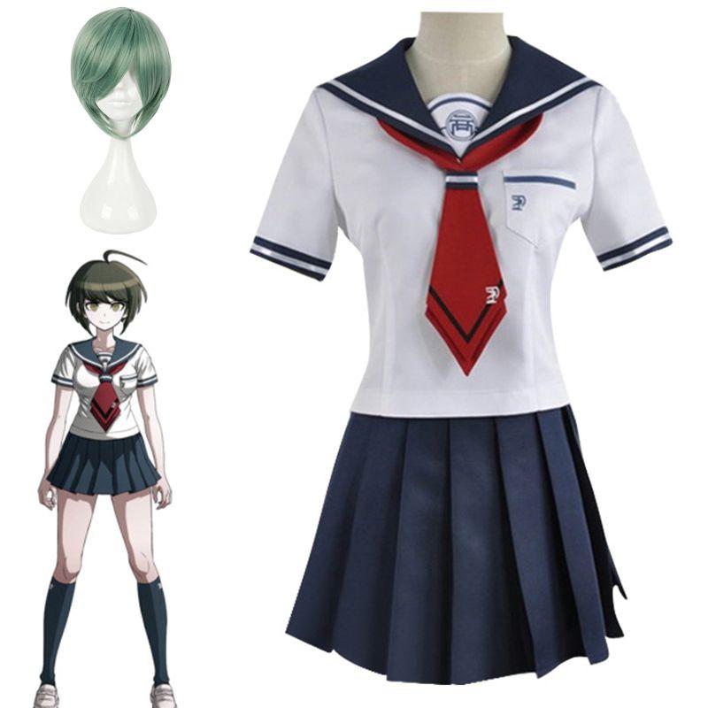 Danganronpa Another Episode Naegi Komaru Elegant White And Navy Blue Uniform Skirt Cosplay Costume With Sock
