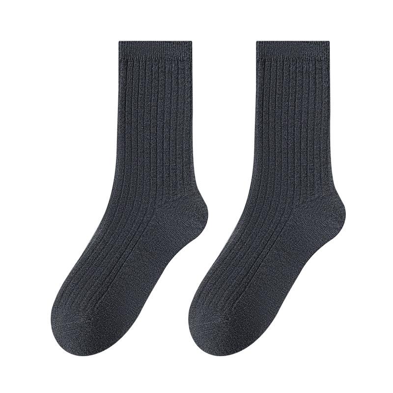 Socks Autumn Mid-Tube Socks Solid Color Double Needle Breathable Cotton Socks Boneless Versatile Stack Socks Hosiery Industry