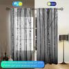 2pcs Silver Birch Pattern Printed Curtain for Home Decor - Rod Pocket Window Treatment for Bedroom, Office, Kitchen, Living Room