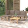 Vidaxl 5-Cz. Conjunto de Muebles de Jardín, Cojines en Color Taupe, Bambú