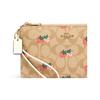 Coach Double Zip Wallet 20 Strawberry Print Coated Canvas And Smooth Leather Clutch Women wallet Light-Khaki 91835-IME7V