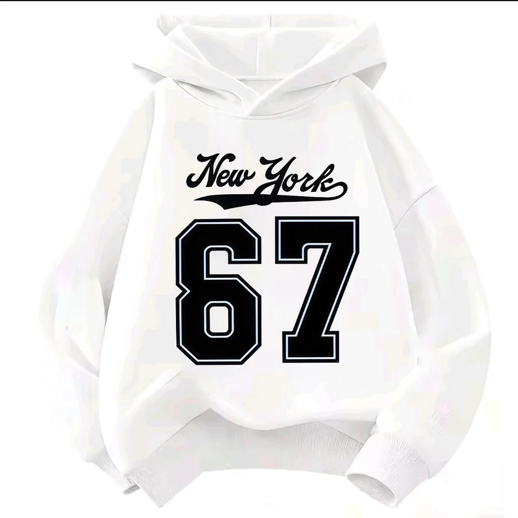 Fashionable Autumn Winter Long Sleeved Letter Number Printed Hoodie Comfortable Warm Pullover Sports Casual Children's Hoodie