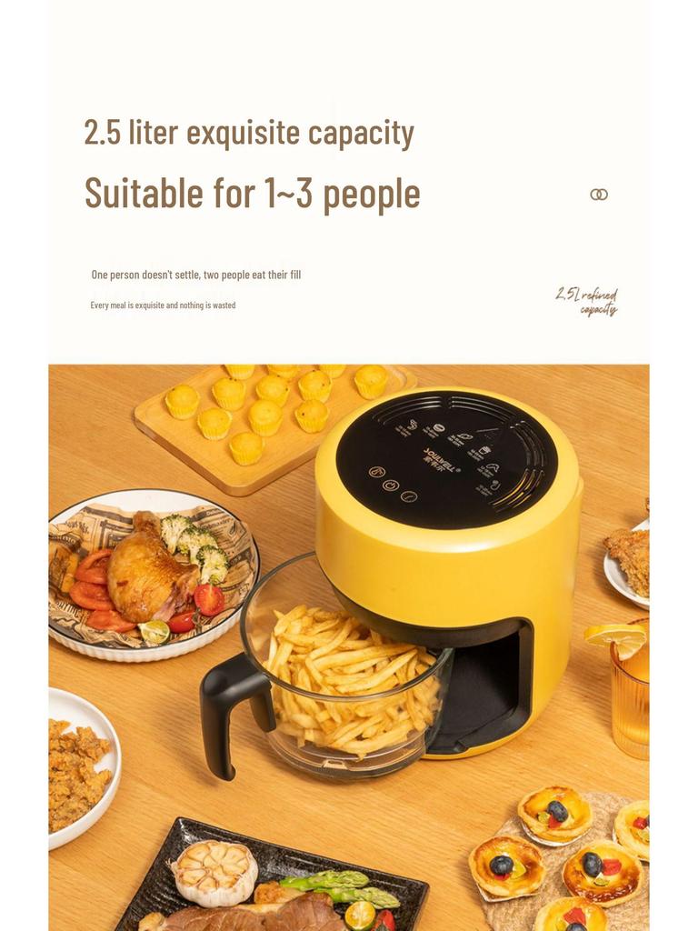 Lwell Transparenter Mini-Heißluftfritteuse aus Glas für 1-2 Personen - Ölfreier Elektrischer Frittierer für Pommes Frites