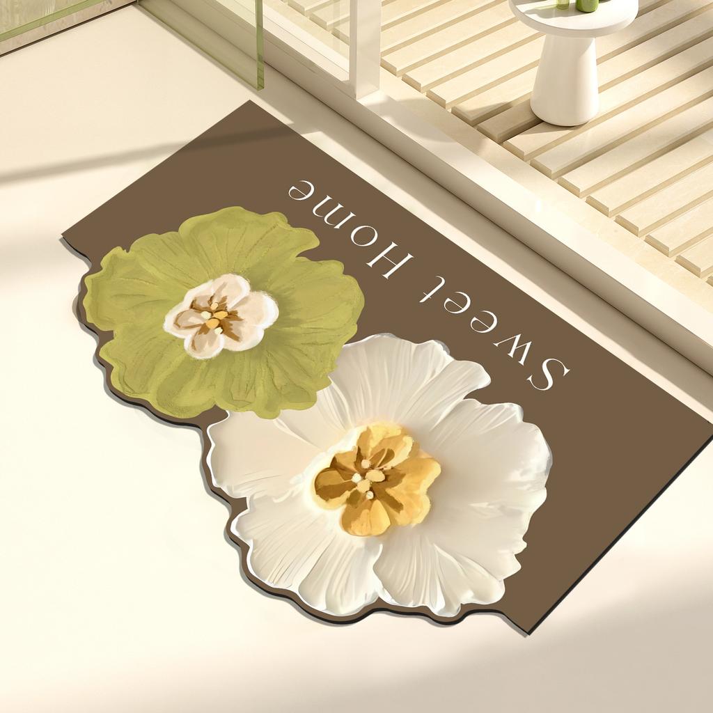Blumenförmige Bodenmatte, rutschfeste und saugfähige Matte für den Badezimmereingang, Toilette, weiches Kissen, Badezimmer-Fußmatte