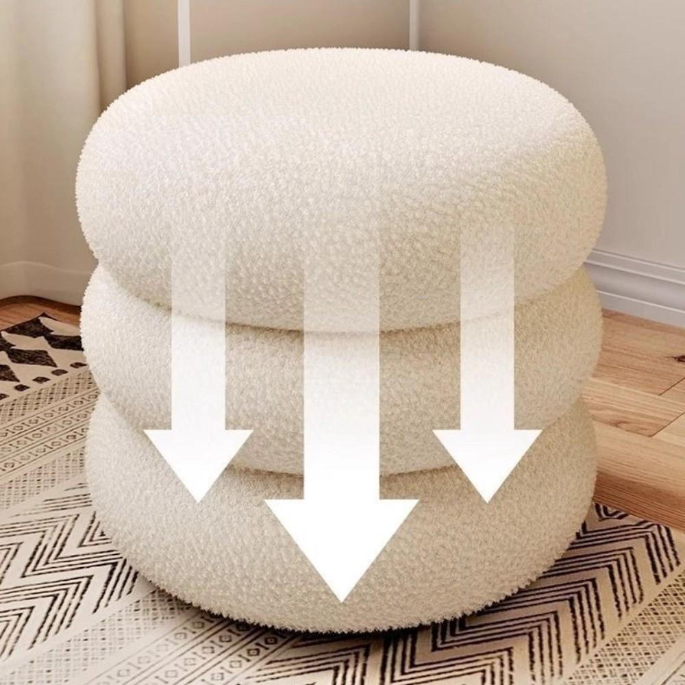 Lamb Velvet Household Small Stool Home Furniture Round Stool Minimalist Living Room Footstool Home