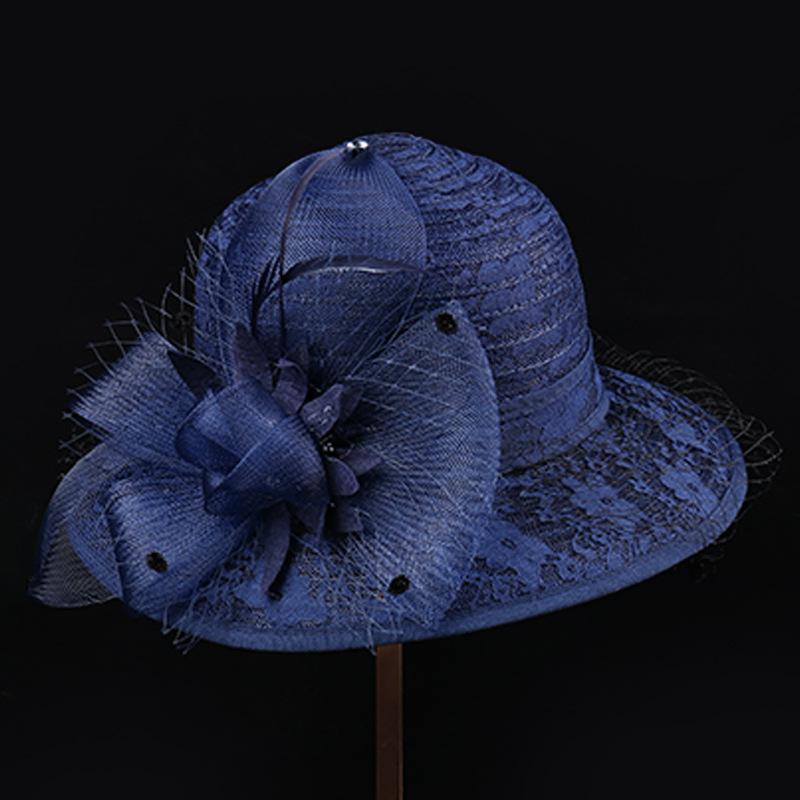 Hat female sun hat summer fashion flat edge lace mesh cover face sunscreen flower French celebrity small fragrance