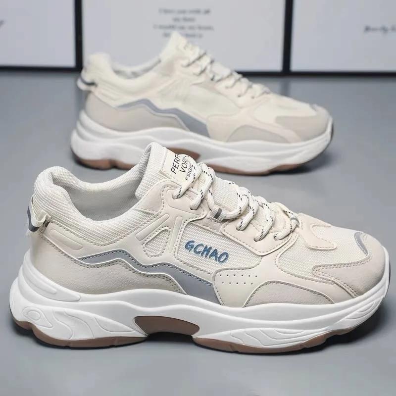 

Модные весенне-осенние повседневные кроссовки высокого качества, нескользящие, износостойкие, спортивные беговые туфли, модная шнуровка, платформа, обувь для ходьбы 44 бежевый