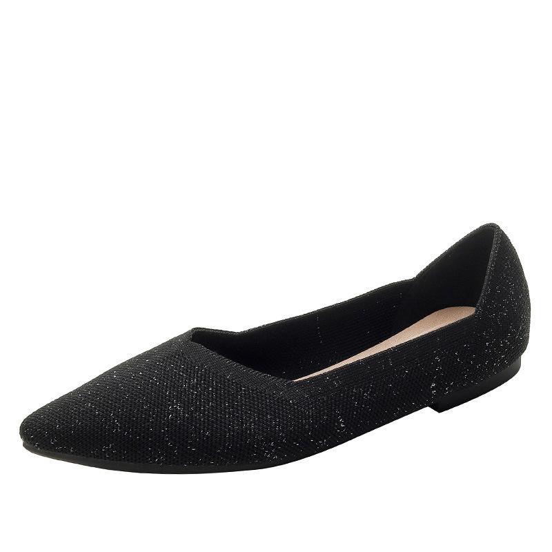 

Обувь весенняя и осенняя летающие трикотажные туфли-лодочки туфли на плоской подошве женские туфли на мягкой подошве трикотажные остроносые туфли-лодочки 34