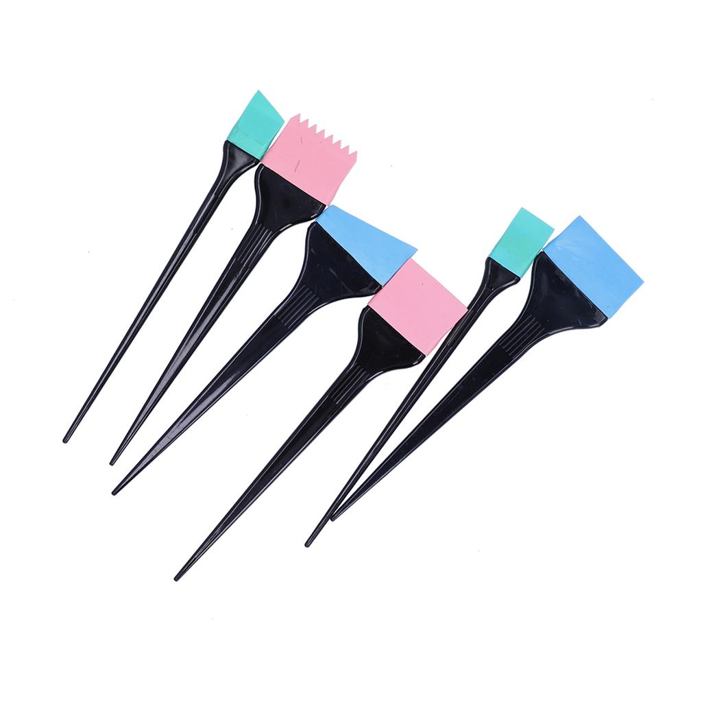 6pcs Silicone Hair Dye Brush Home Barber Shop Hair Treatments Coloring Brush Set