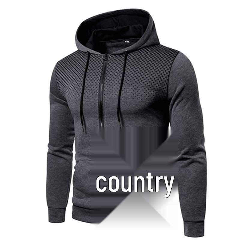 Men's Casual Sports Fitness Zip-Up Hoodie Jacket for Autumn and Winter