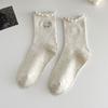 Ladies Spring and Autumn Fungus Lace Bow Embroidery Medium Tube Pile Pile Cotton Socks