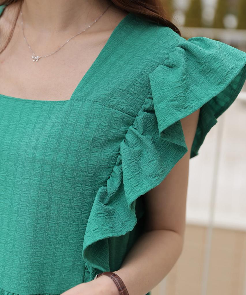 Ppaeppae Square Neck Frill Sleeveless Romantic Long Dress