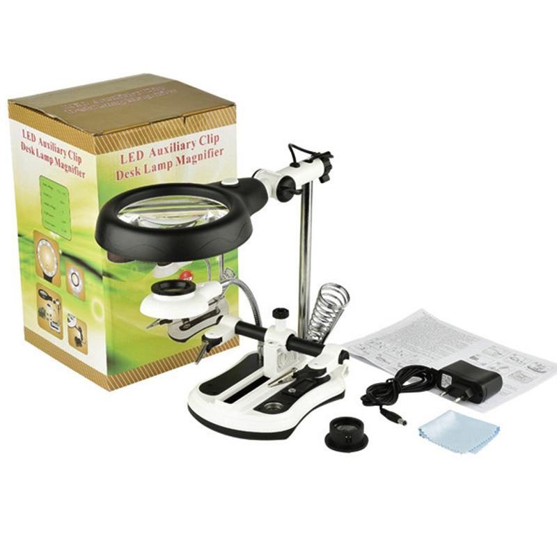 

Multi-Functional Welding Magnifying Glass with Led Light Auxiliary Clip Loupe Desktop Magnifier Third Hand Soldering Repair Tool 2.5x 5x 6x 10x
