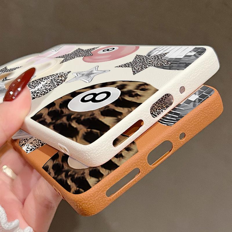 Vintage Leopard Print Stars Billiards Case For Xiaomi Redmi Note 14 13 Pro 5G 4G 12 11 Funda Xiaomi 14T 13T 11T Pro Leather Texture Silicone Cover