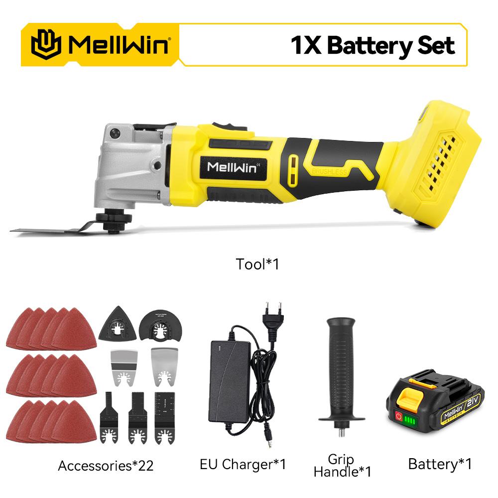 MELLWIN Børsteløs oscillerende multifunksjonsverktøy Renovator Elektrisk sag Trimmer Klippe trebearbeidingsmaskin For 21V 18V Batteri