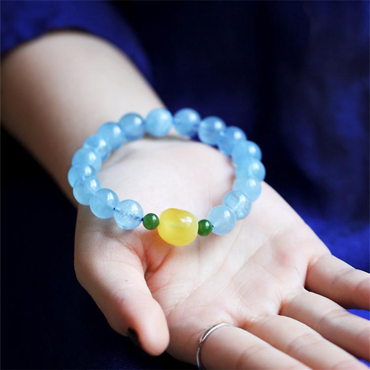 

Aquamarine & Amber Spacer Bracelet for Men & Women - Stylish Jewelry Design
