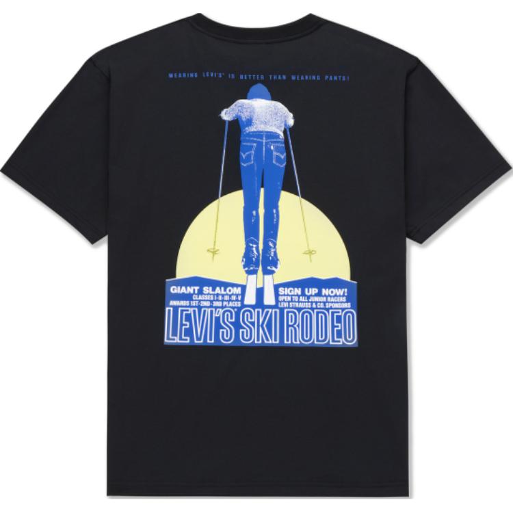 Levis Comfortable Short Sleeve Round Neck Pullover Versatile T-Shirt Men Tops Black 001AW-0001