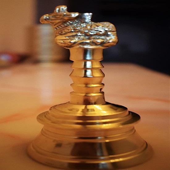 Sino Sagrado do Templo Om Pequeno Ghanti para Decoração de Sala Puja em Casa