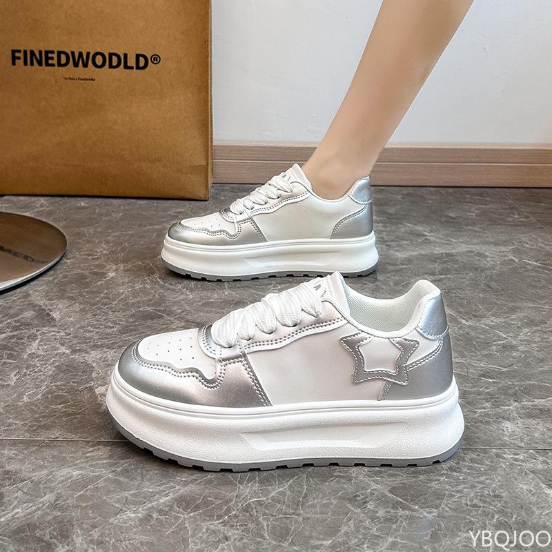 Mode Damen Vulkanisierte Schuhe 2025 Frühling Neu Atmungsaktiv Niedrig Geschnitten Lässig Dicke Sohle Farbblock Sportschuhe Zapatos Mujer Sneakers