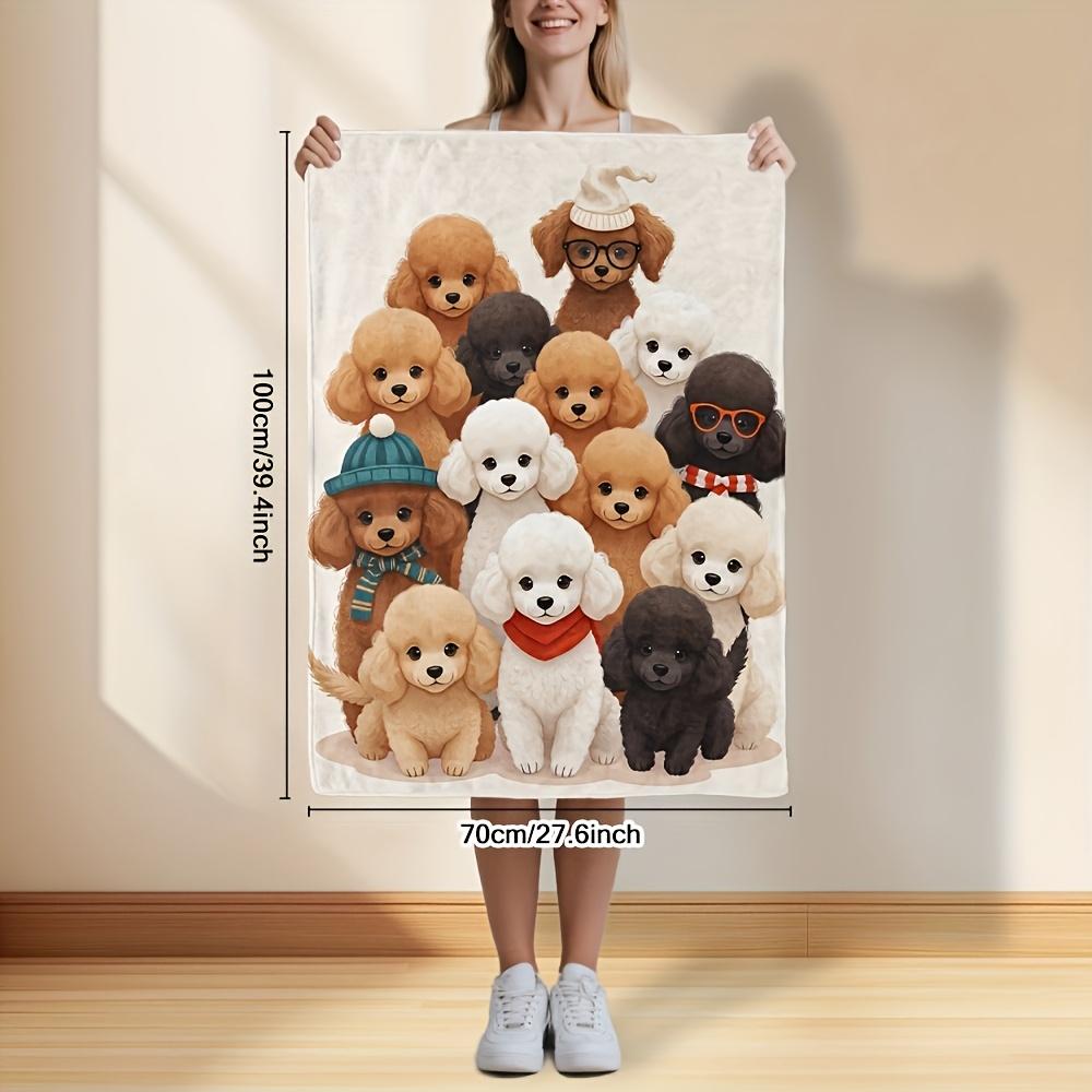 Fluffy Dog Friends Blanket Throw Cozy Pet Dog Picture Cute Nursery Toddler Baby Gift Idea Warm Xmas Decor Housewarming Gift