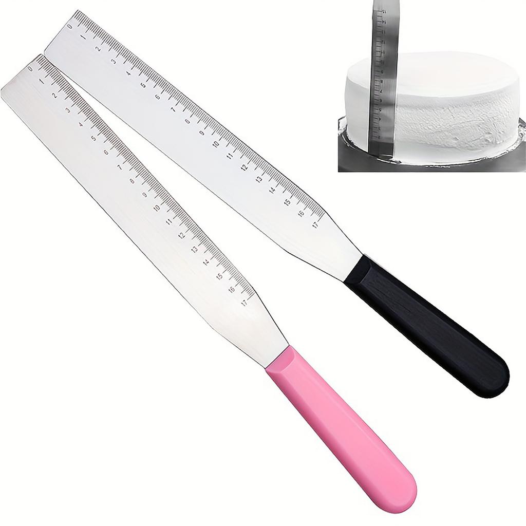 Stainless Steel Icing Spatula With Scale Right Angle Cake Scraper Frosting Smoother