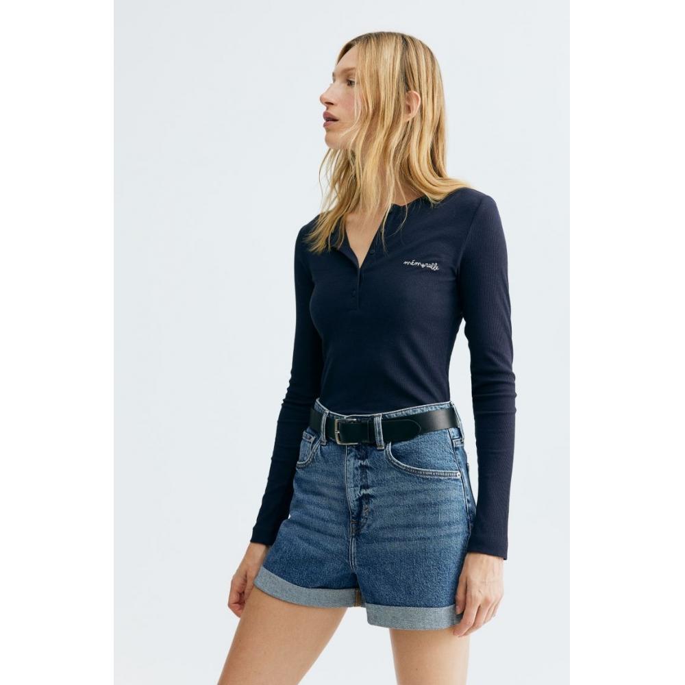 

Топ HM Ribbed Henley темно-синий