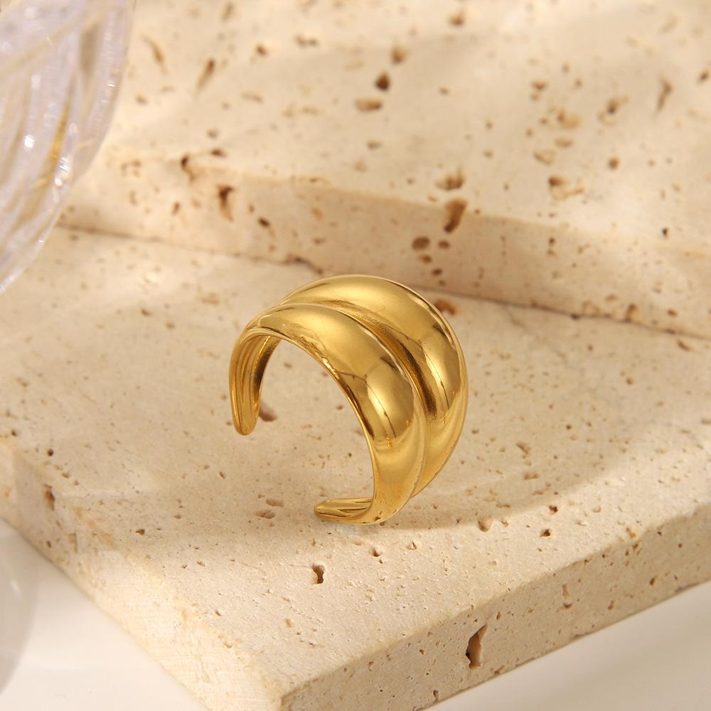 Gold Color Stainless Steel Openable Rings For Women Geometric Layered Figure Accessory