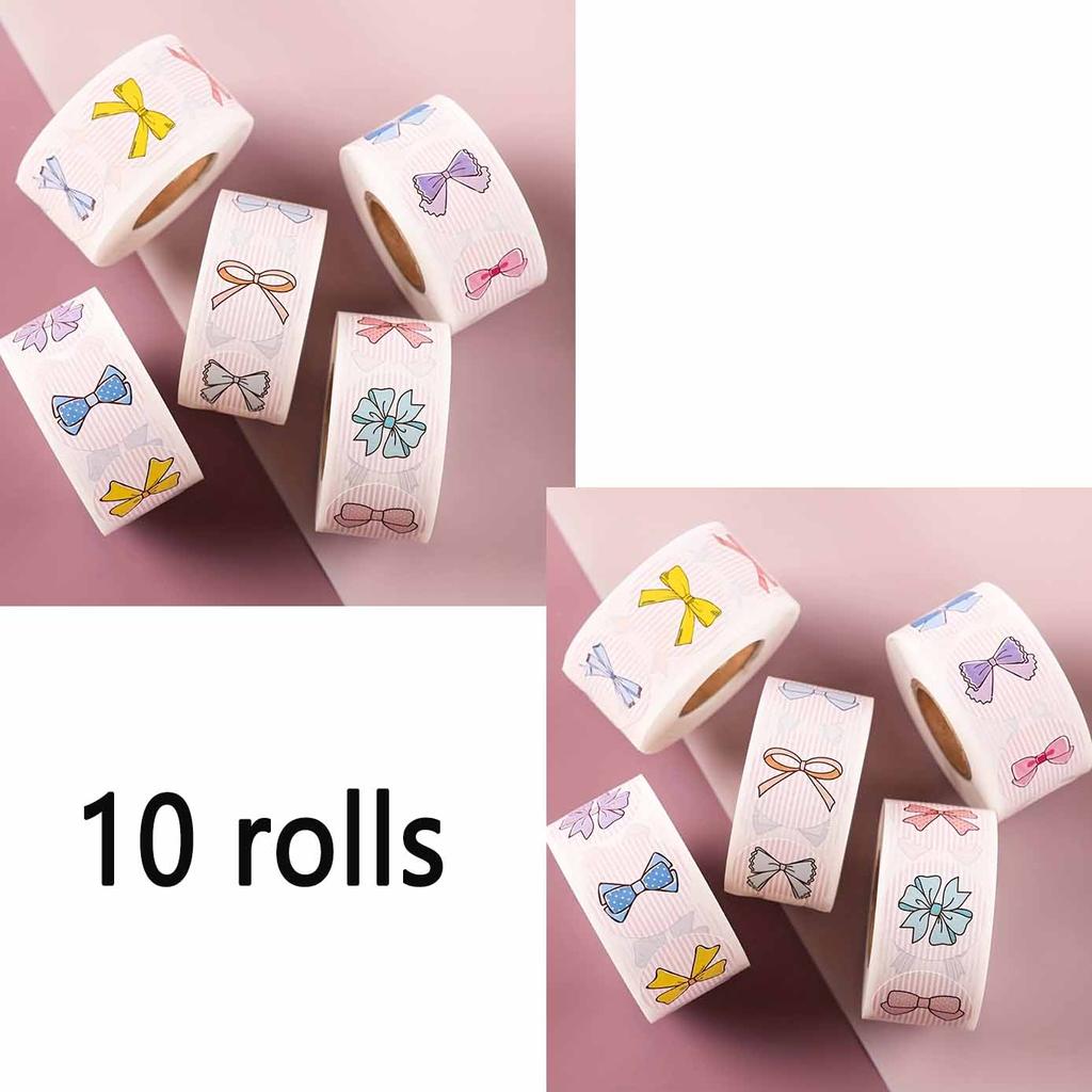 5 rolek 2500 szt. Samoprzylepne kokardy prezentowe Okrągłe naklejki uszczelniające Etykiety w rolce do dekoracji opakowań